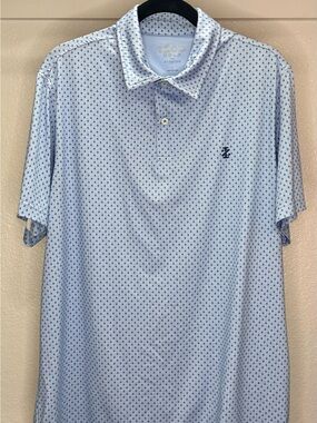 IZOD Golf Stretch Performance Polo Shirt Men's Large Blue Patterned Short Sleeve